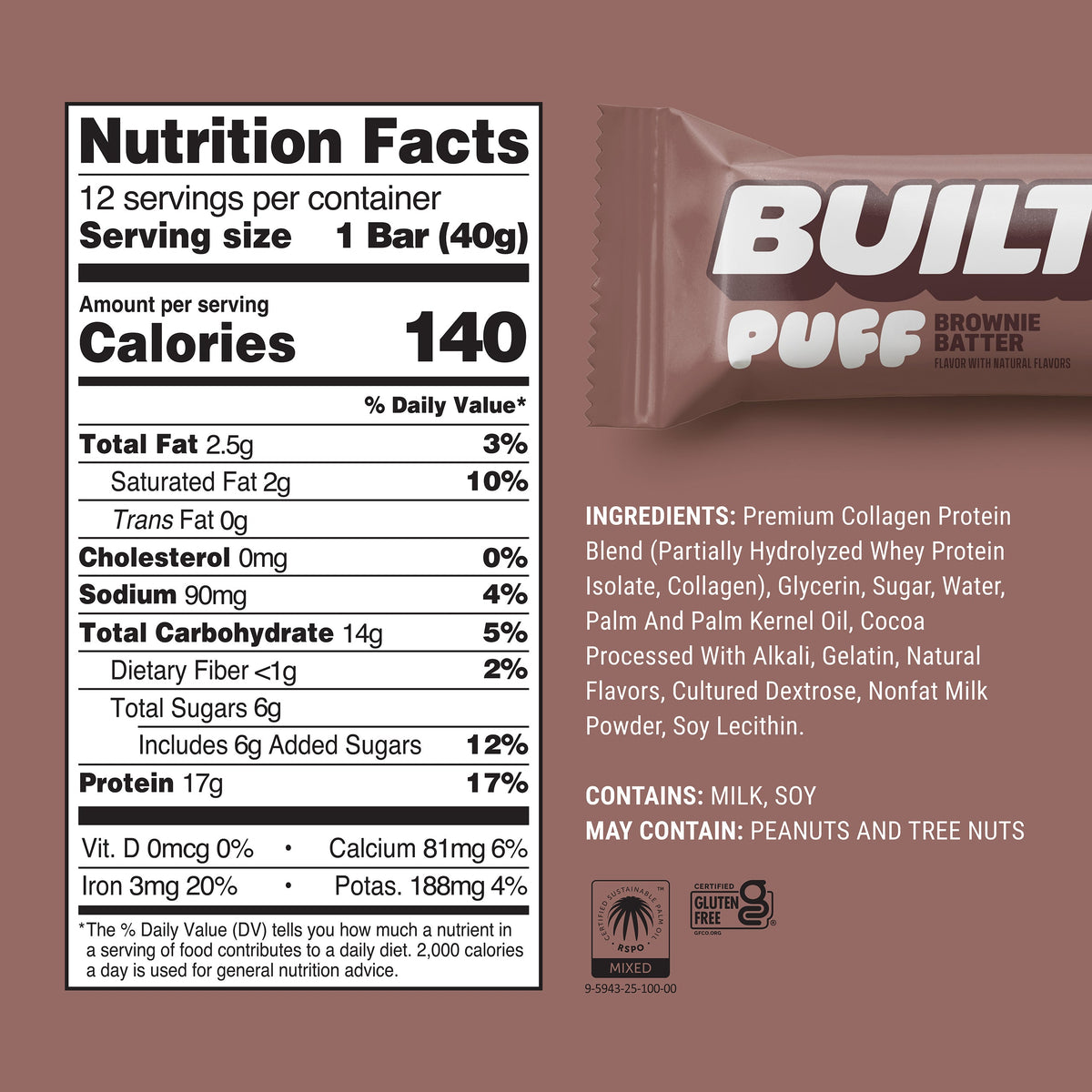 BUILT Brownie Batter Protein Puff, view 4