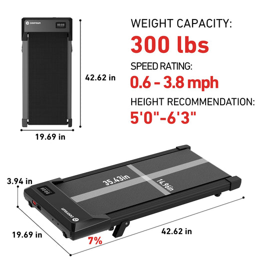 DeerRun Q2 Under-Desk Walking Pad with 7% Incline