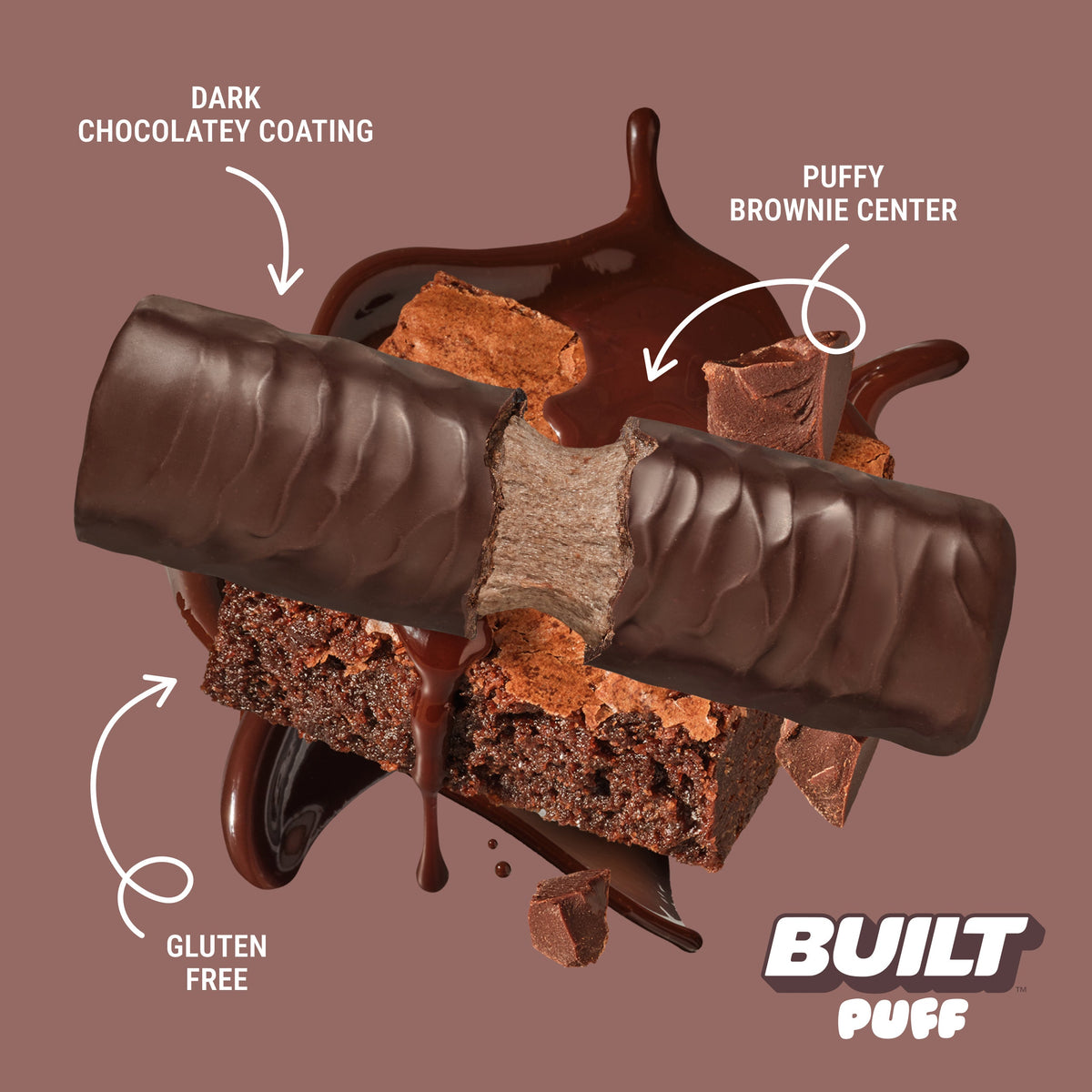 BUILT Brownie Batter Protein Puff, view 3