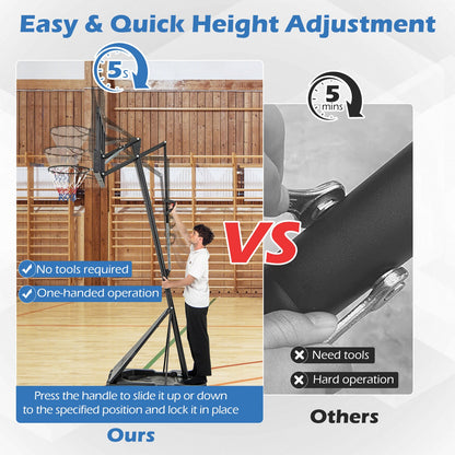 Portable Basketball Hoop, Adjustable 4.9–10 ft