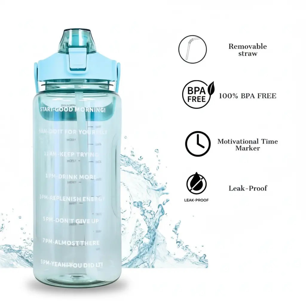 2L Sports Water Bottle with Straw