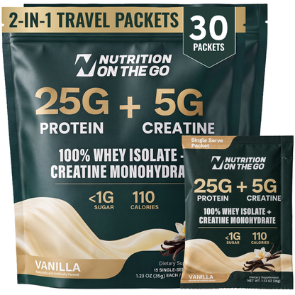 2-in-1 Whey Protein Isolate + Creatine Travel Packets